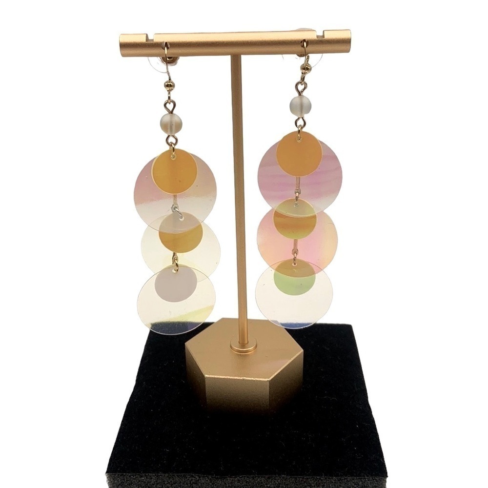 Iridescent‎ Circle Drop Earrings New with tags!